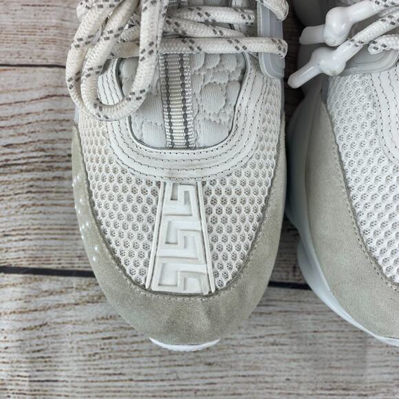 Versace Chain Reaction Mens Sneakers Sz 40 (US 7) White Mesh Rubber Suede - Picture 4 of 16